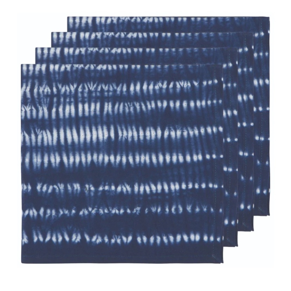 Tidal Tie Dye Indigo Napkins Set of 4 - Danica Heirloom - NWT
